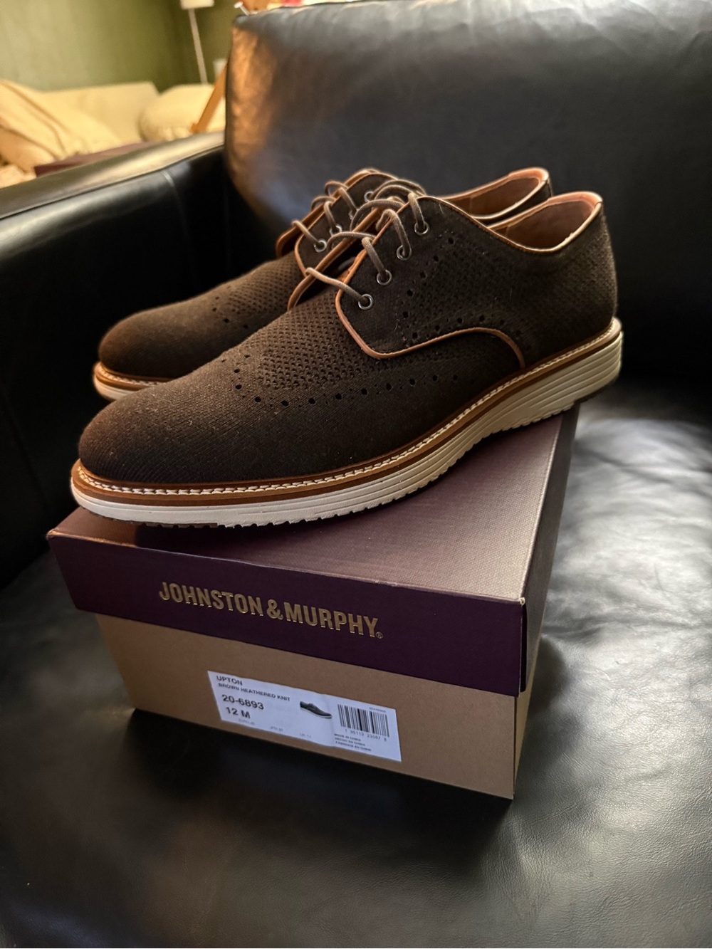 Johnston & Murphy Upton Brown Heathered Knit Men’s Size 12
